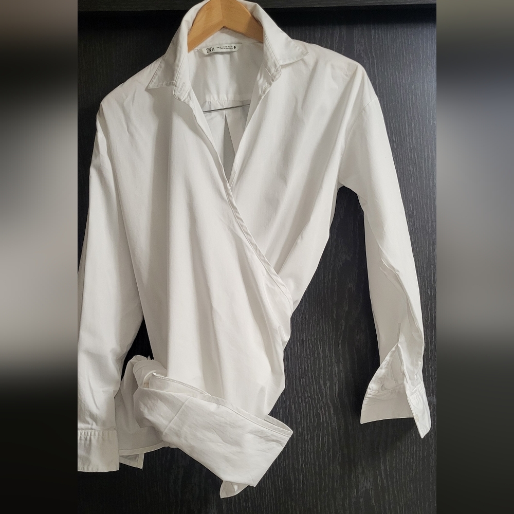 Zara White Wrap Blouse